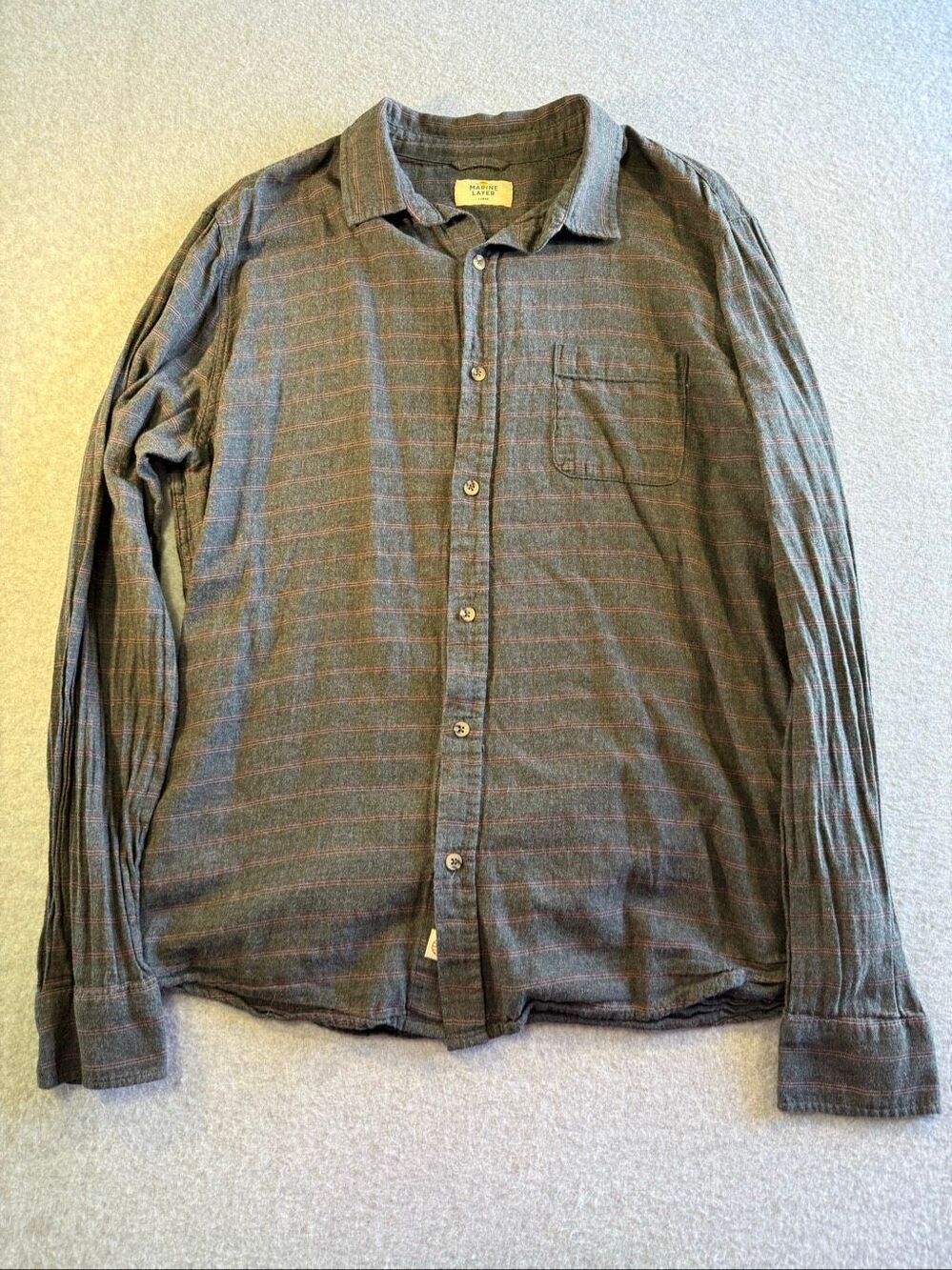 Marine Layer Stretch Selvage Long Sleeve Cotton Casual Button down Shirt L